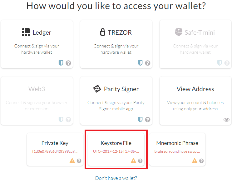 Choose To Access Via Keystore File